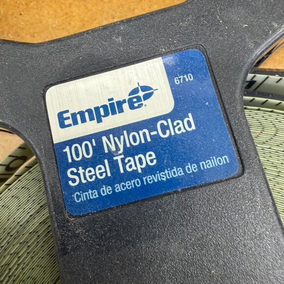Empire 6710 100' Nylon-Clad Steel Tape Measure Open Reel Engineer Scale Used - Picture 2 of 6